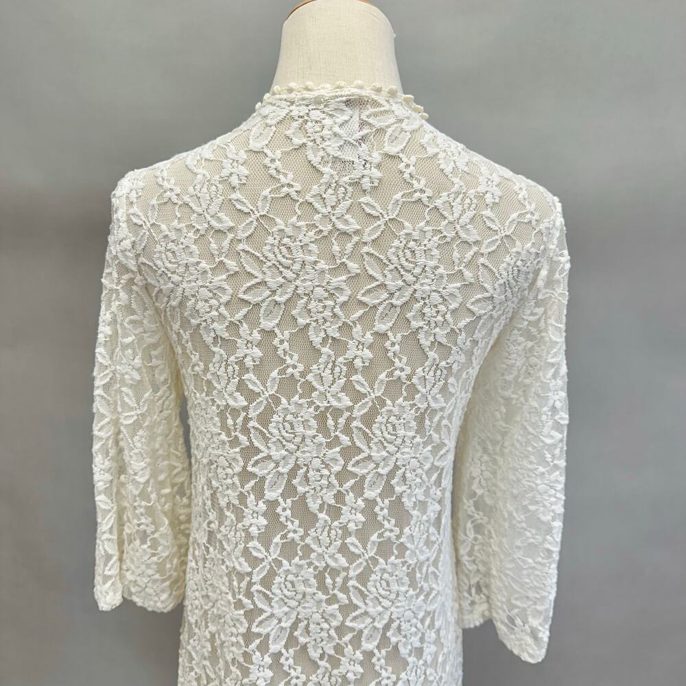 Moto Boho ivory lace midi open front kimono cardigan bell sleeves size‎ Medium - Picture 11 of 13